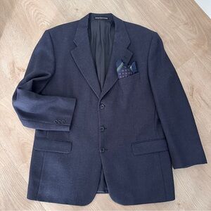 Vtg Men's Fine Herringbone Alpaca/Wool Blazer Suit Jacket  44R - Blue Slate